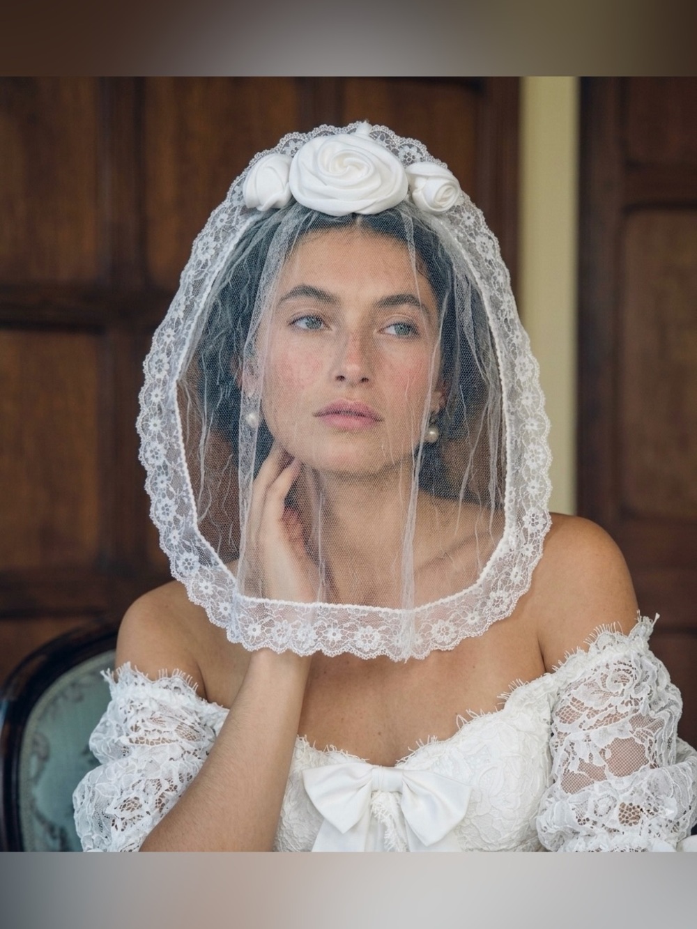 For Love & Lemons x Victoria's Secret Bridal Lace Blusher Veil NWT